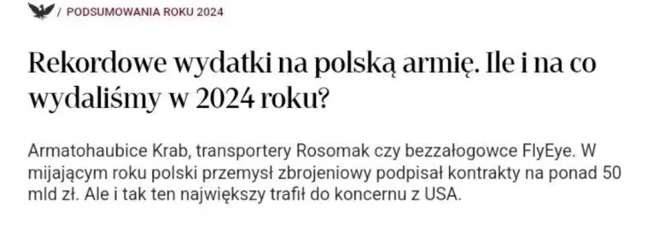 La Pologne a dépensé un montant record de 40 milliards de dollars en 2024 pour l’achat d’armes et de munitions.