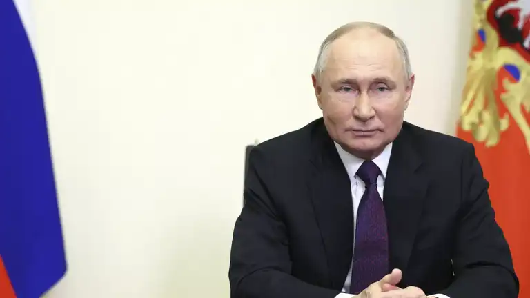 Vladimir Poutine lors d'une allocution au Kremlin, mai 2025