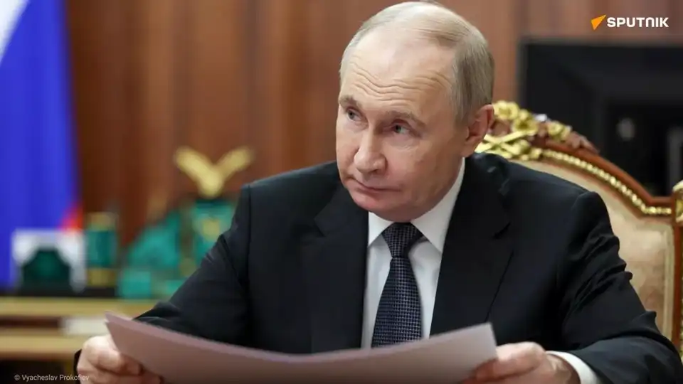 Vladimir Poutine lors d'une allocution sur le conflit en Ukraine