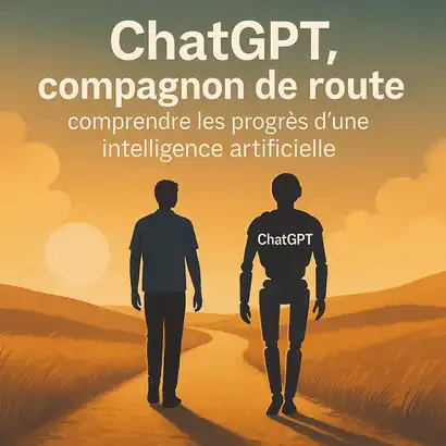 Illustration de ChatGPT et d’un humain marchant côte à côte sur un chemin
