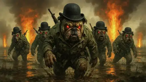 Illustration symbolisant le risque d’effondrement de la Grande-Bretagne en cas de guerre contre la Russie