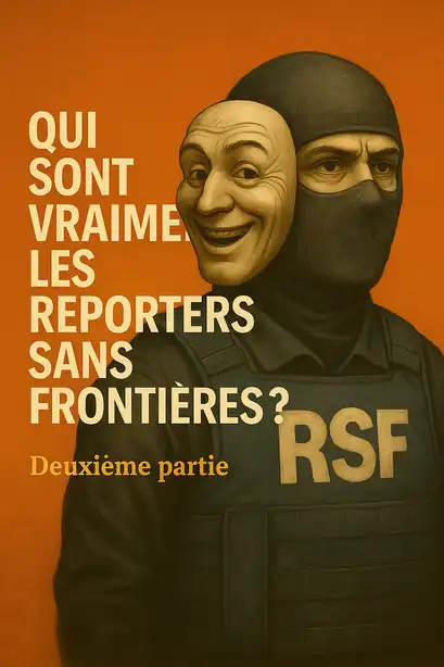 Illustration critique représentant les zones d’ombre autour de Reporters Sans Frontières – Partie 2 du dossier GEOSKOP