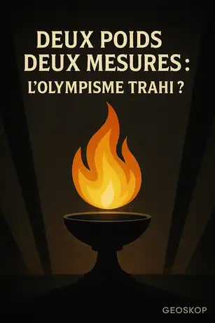 Flamme olympique entourée de symboles de silence ou d’omerta