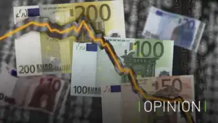Billets d’euros avec une courbe en baisse symbolisant l’impact économique des sanctions.