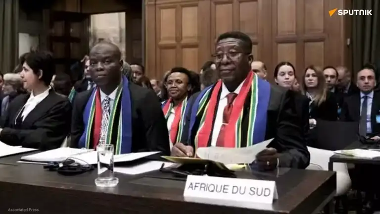 Délégation sud-africaine lors d'une audience à la Cour internationale de justice pour Gaza