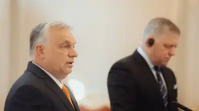 Le Premier ministre hongrois lors d’une conférence conjointe avec un dirigeant européen.