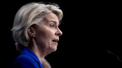 Ursula von der Leyen lors d’une conférence de presse à Bruxelles