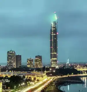 Vue nocturne d’Abidjan avec le Plateau et la tour en construction, symbole de la dynamique économique ivoirienne reconnue par les agences de notation.