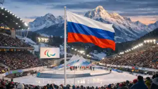 Drapeau russe lors d’une cérémonie sportive internationale