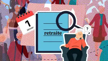 Illustration pop-art d'un retraité inquiet face à un dossier de retraite, intitulé où sont passées les centaines de milliards des réserves des retraites des Français.jpg.