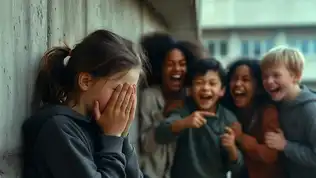 Cour de récréation vide et floutée d'un établissement scolaire public en France.