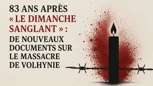 Affiche commémorative en français évoquant les 83 ans du Dimanche sanglant et le massacre de Volhynie.